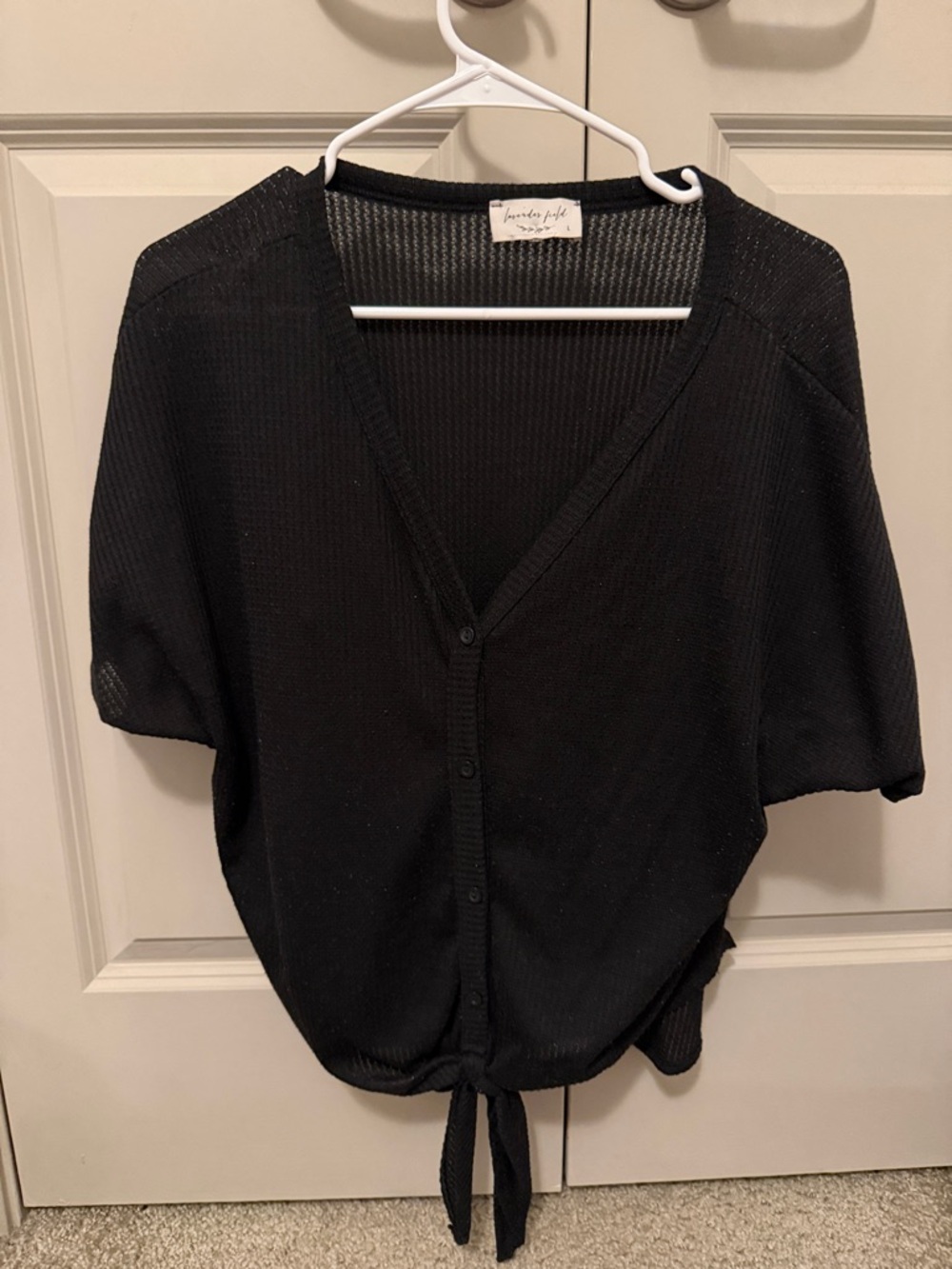 lavender field Black Ribbed Knit Top